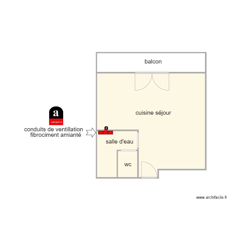 constantino am 1198. Plan de 4 pièces et 22 m2