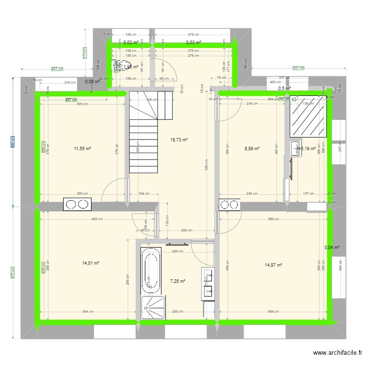 flohn1erTOBE2. Plan de 14 pièces et 83 m2