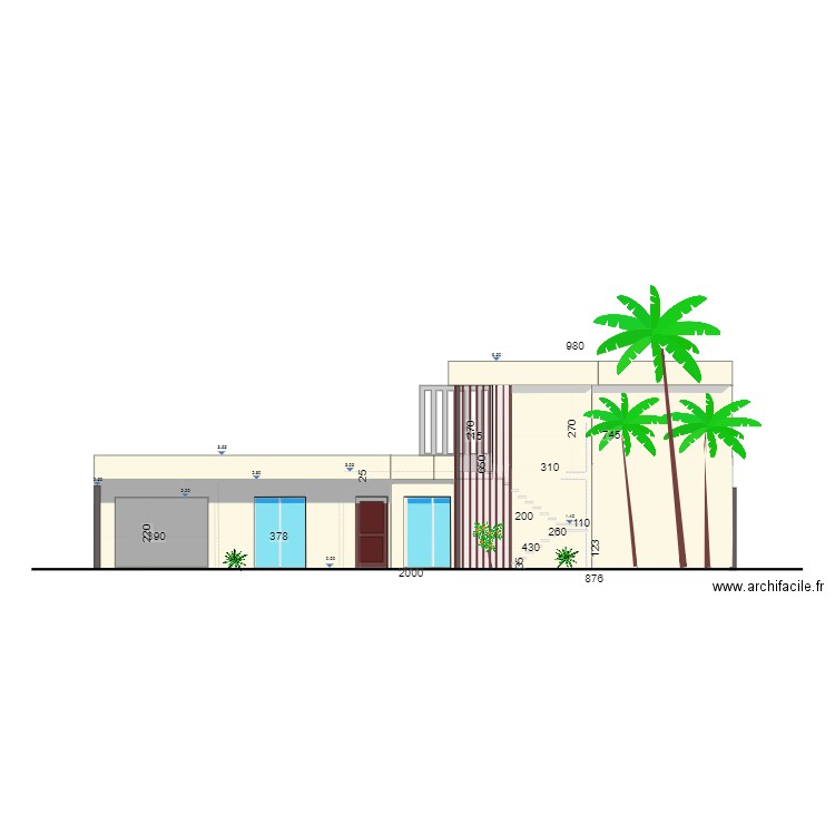 Villa somone  Facade Droite. Plan de 0 pièce et 0 m2