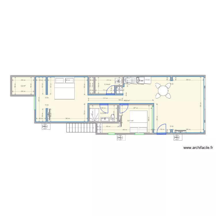 1090 couloir central. Plan de 