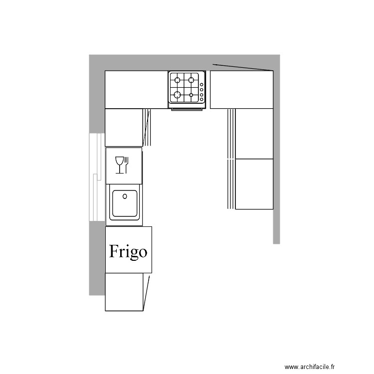 projet cuisine meubles bas. Plan de 0 pièce et 0 m2