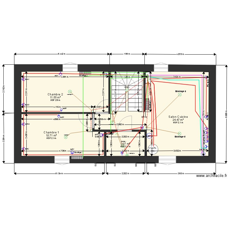 1 er etage plan vide Electricite version 2. Plan de 0 pièce et 0 m2