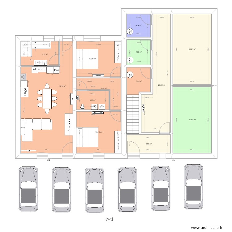 Henriville APT1 cout cloison/doublage. Plan de 25 pièces et 338 m2