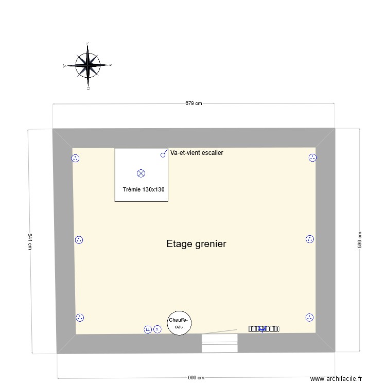 2023 04 La Croix electricite etage. Plan de 1 pièce et 26 m2