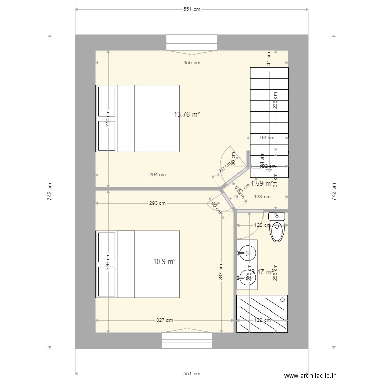 F3 rdc cote garage etage. Plan de 0 pièce et 0 m2