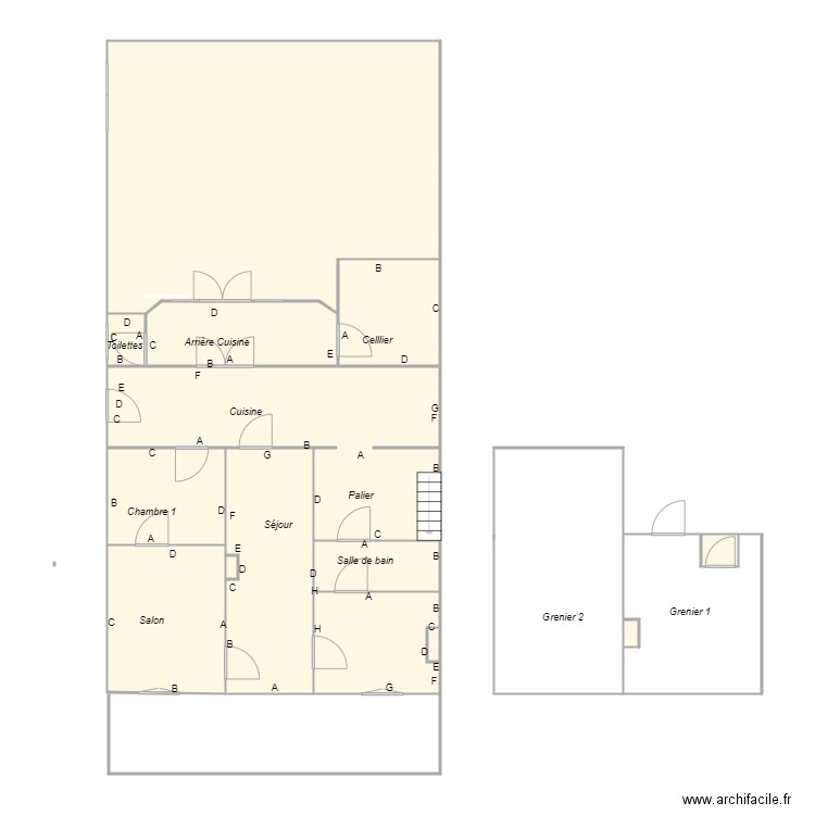 Croquis_MARVIE_Plomb2. Plan de 13 pièces et 127 m2