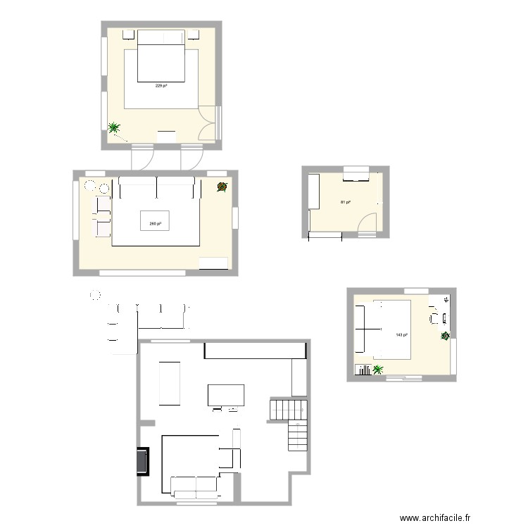 Cath et JP. Plan de 4 pièces et 66 m2