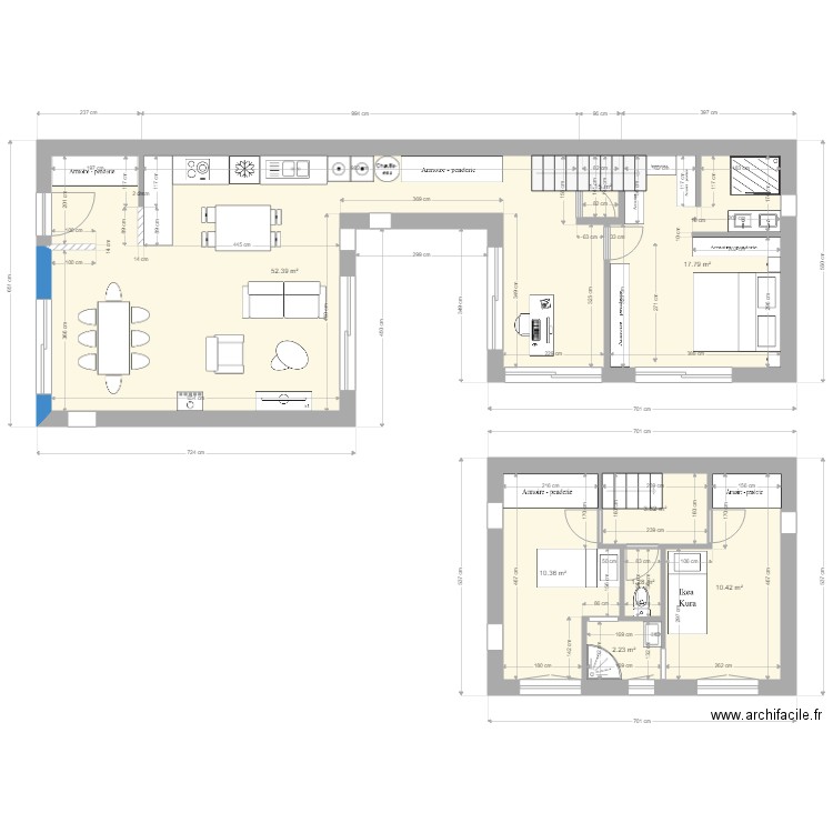 Maison avec patio. Plan de 0 pièce et 0 m2