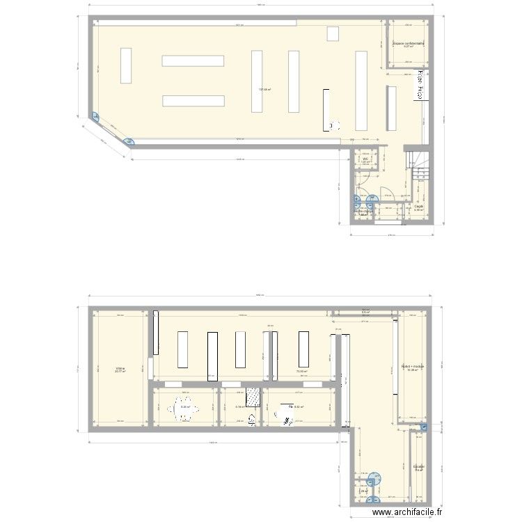 Pharma RDC. Plan de 14 pièces et 284 m2