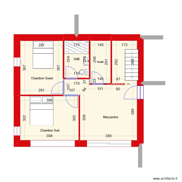 Étage 01. Plan de 5 pièces et 52 m2