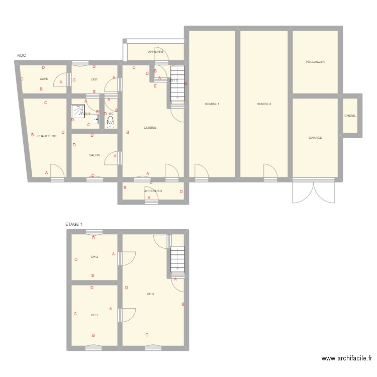 MOREL. Plan de 19 pièces et 178 m2