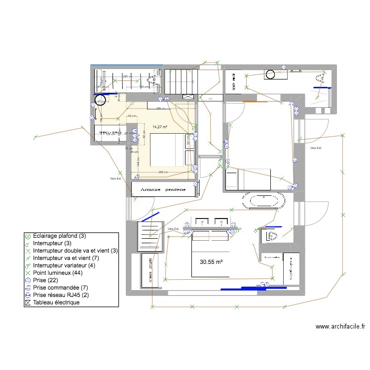 Roc Mer RDC - V3. Plan de 1 pièce et 14 m2