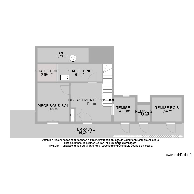 BI 8287 SOUS SOL. Plan de 12 pièces et 68 m2