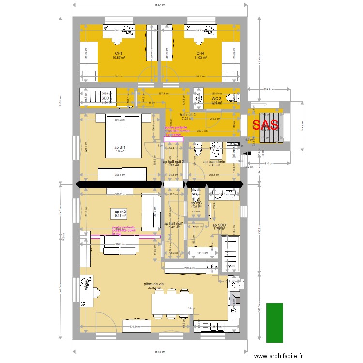 deuxième maison poutres portantes. Plan de 0 pièce et 0 m2