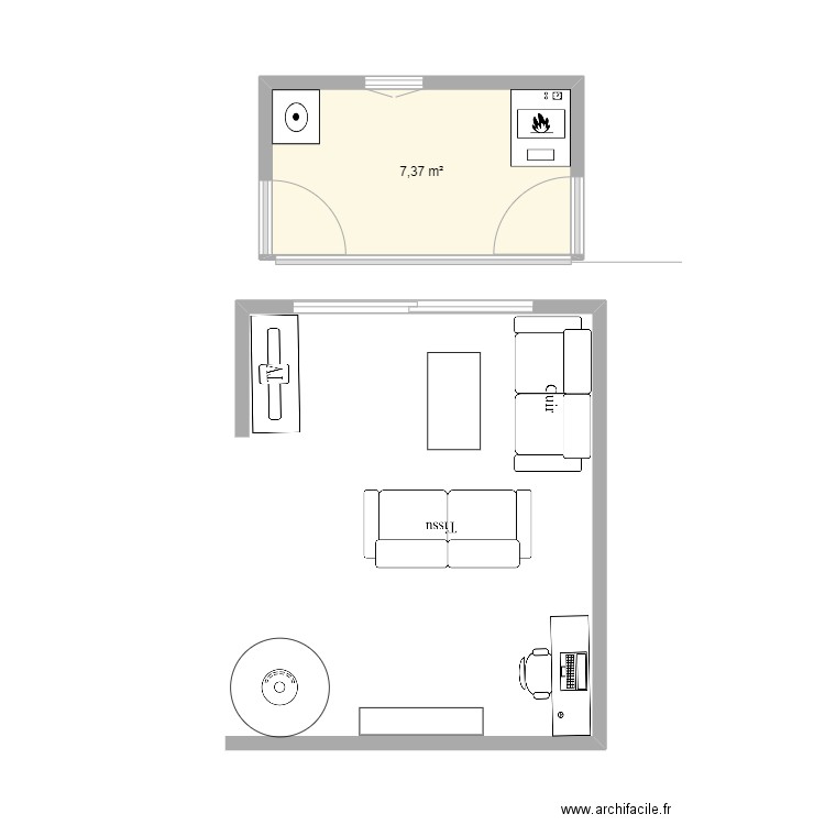 Buanderie. Plan de 1 pièce et 7 m2