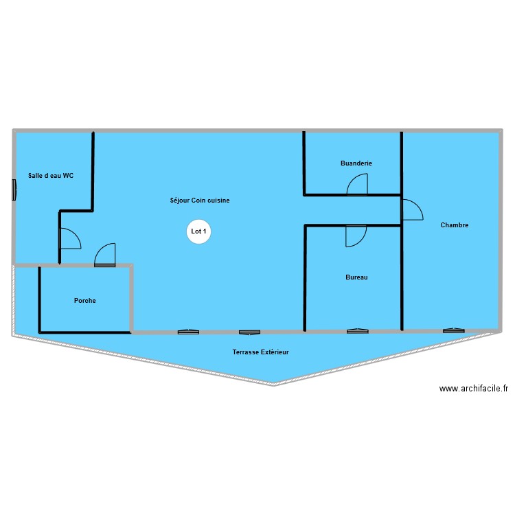 lot 1. Plan de 3 pièces et 566 m2