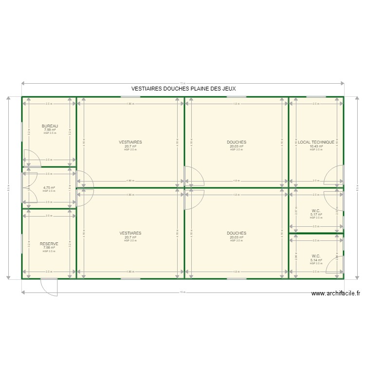 VESTIARES DOUCHES PLAINE DES JEUX 2. Plan de 0 pièce et 0 m2