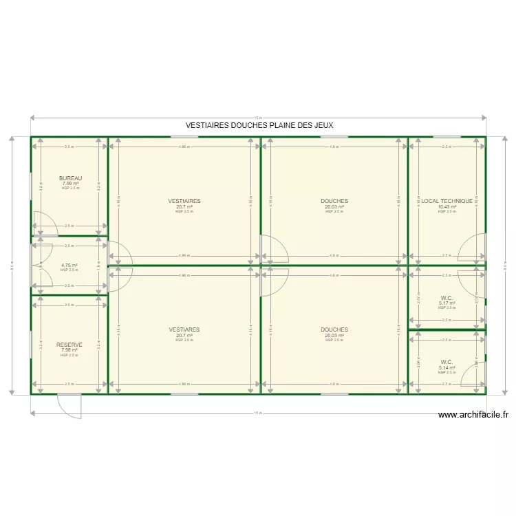 VESTIARES DOUCHES PLAINE DES JEUX 2. Plan de VESTIARES DOUCHES PLAINE DES JEUX 2. Plan de
