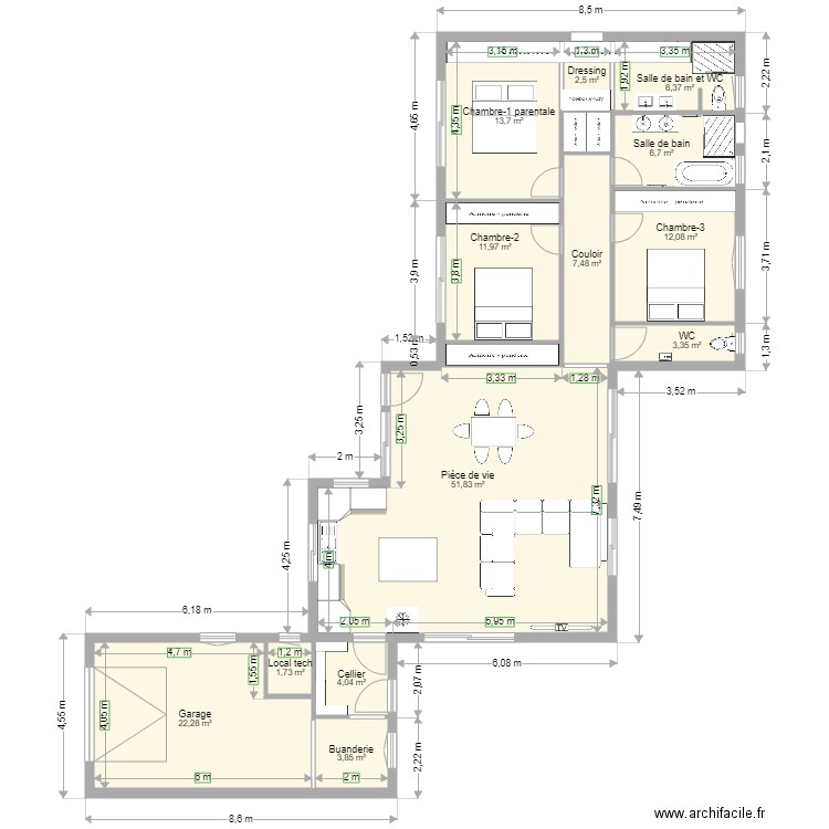 Plan Lot 5 cotations. Plan de 0 pièce et 0 m2