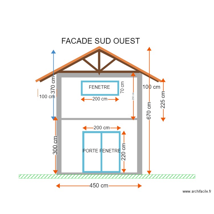 LABO FACADE SUD OUEST. Plan de 0 pièce et 0 m2
