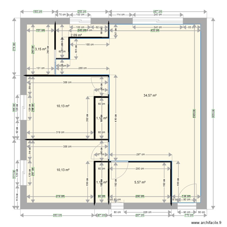 divers stollo. Plan de 8 pièces et 68 m2