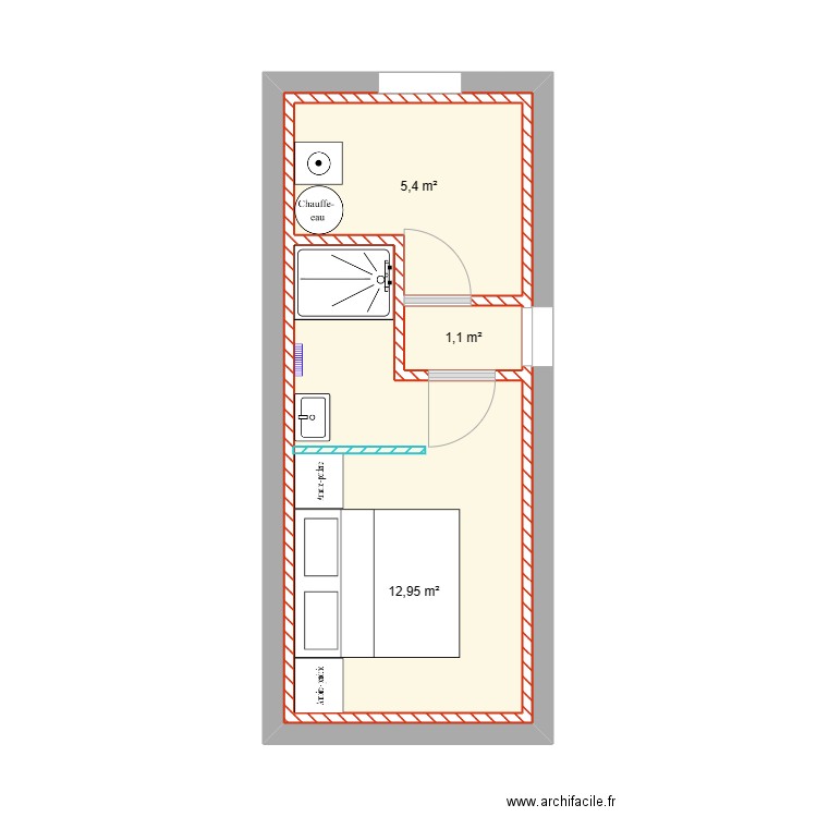 amenagement pm. Plan de 4 pièces et 42 m2