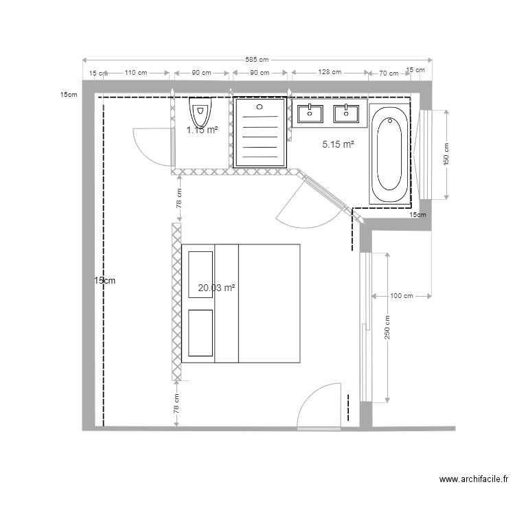 Plan chambre plombier. Plan de 0 pièce et 0 m2