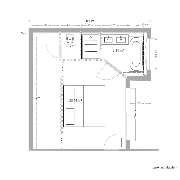 Plan chambre plombier. Plan de 