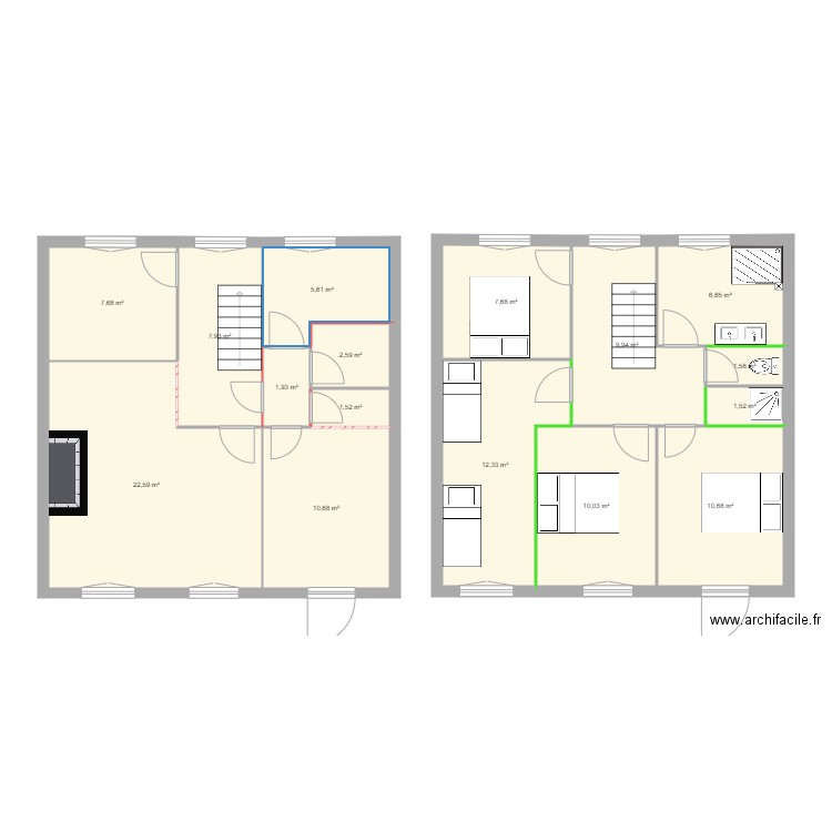 Soueix 1er étage version 2. Plan de 0 pièce et 0 m2