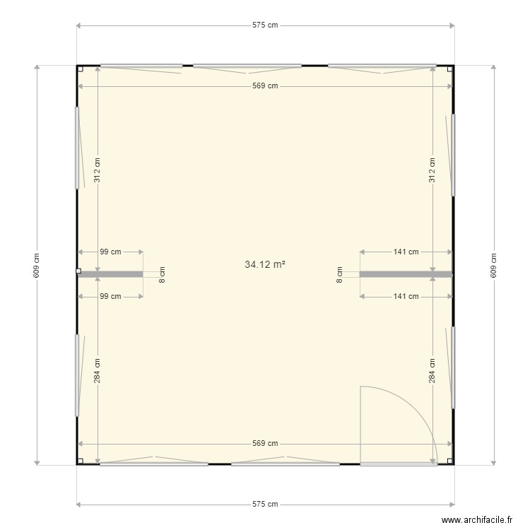 atelier anais. Plan de 1 pièce et 34 m2