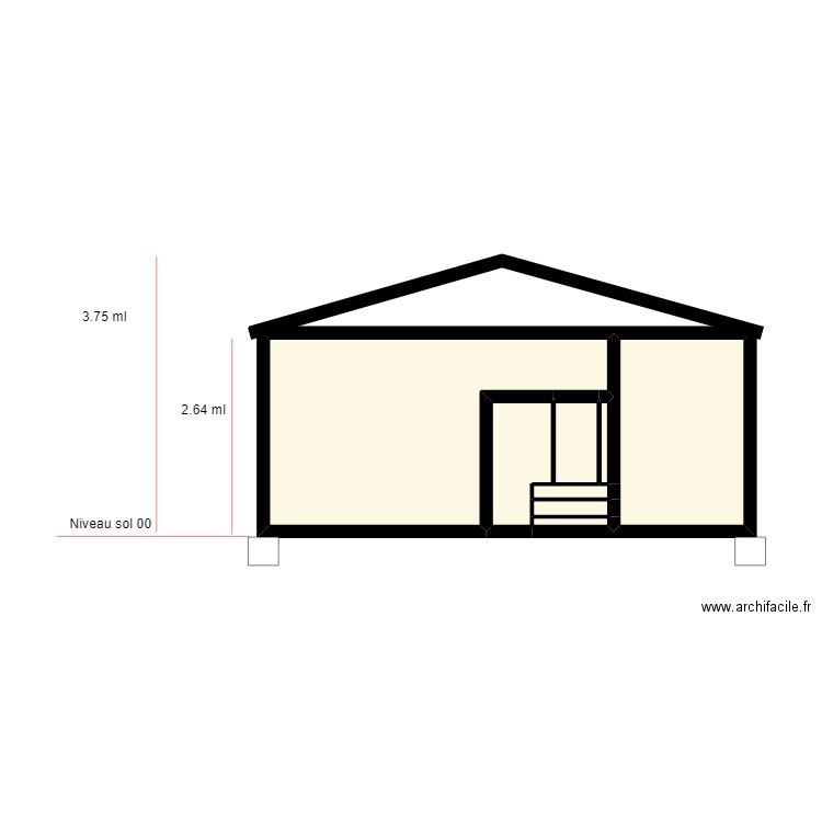 Extention garage coupe A. Plan de 7 pièces et 26 m2