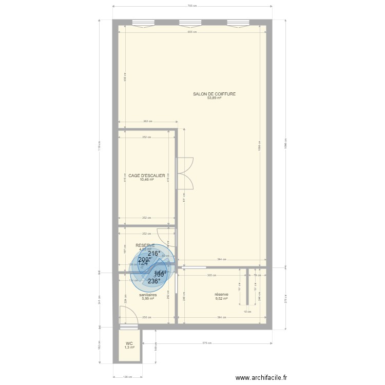 coiffeur canebière. Plan de 6 pièces et 86 m2