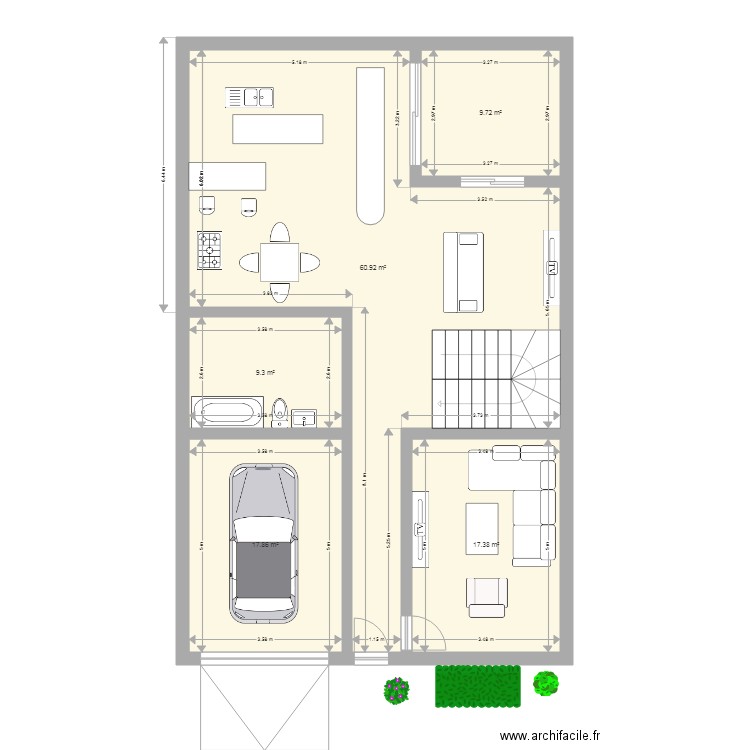 plans une petite villa de 9m de façade villa variante1. Plan de 0 pièce et 0 m2