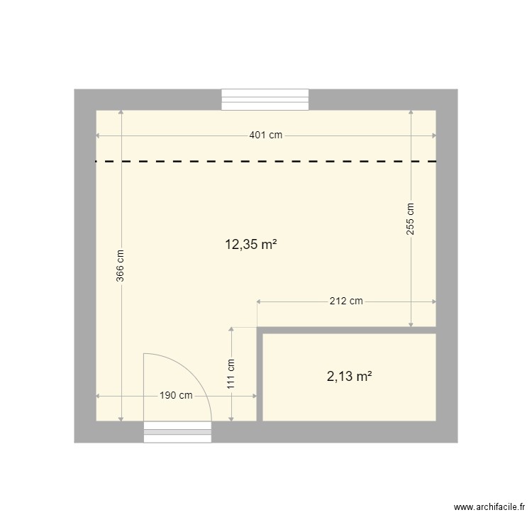 Amélie. Plan de 2 pièces et 14 m2