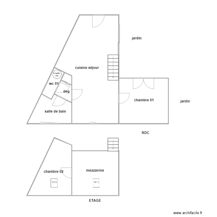 indivision rolland  2005. Plan de 7 pièces et 58 m2