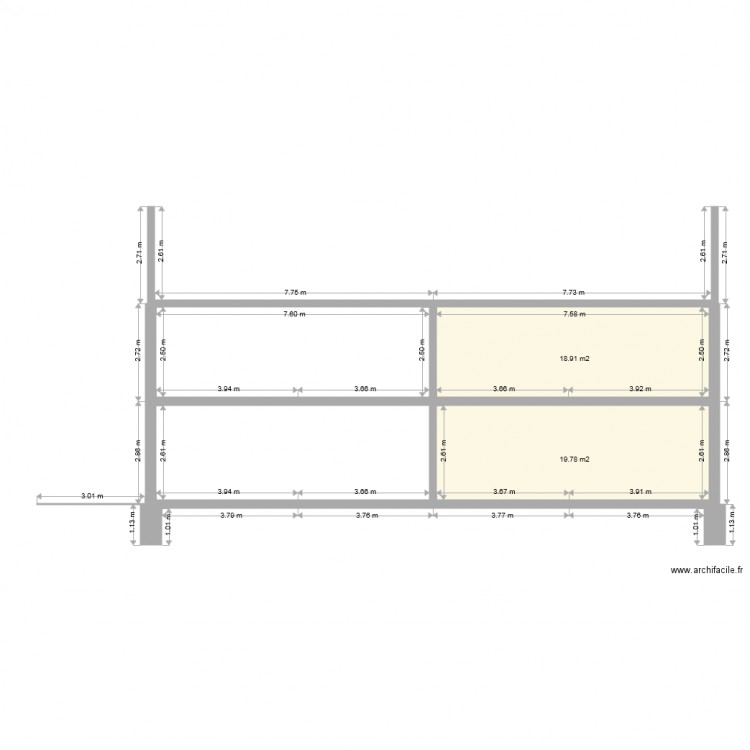maison 2 garages avancés coupe longitu coté sud. Plan de 0 pièce et 0 m2