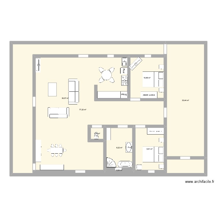 plan maison . Plan de 8 pièces et 177 m2