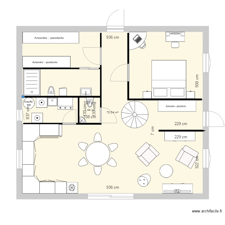 maison. Plan de 2 pièces et 80 m2