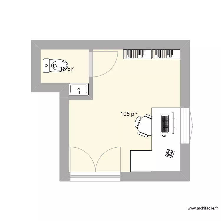SDB 1 J-P et Marie. Plan de 2  et 11 m²