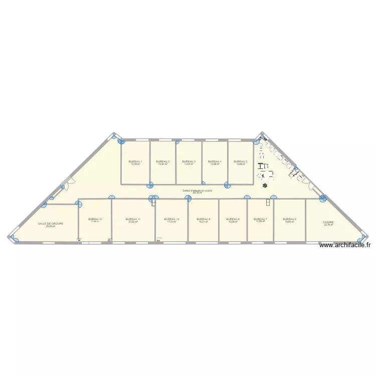 Jouy RDC 361 Bureaux avec salle de groupe et 2 salle d'attenteV0804. Plan de 