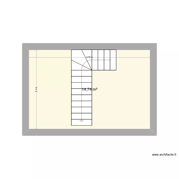 test escalier sous sol et etage. Plan de 3  et 40 m²