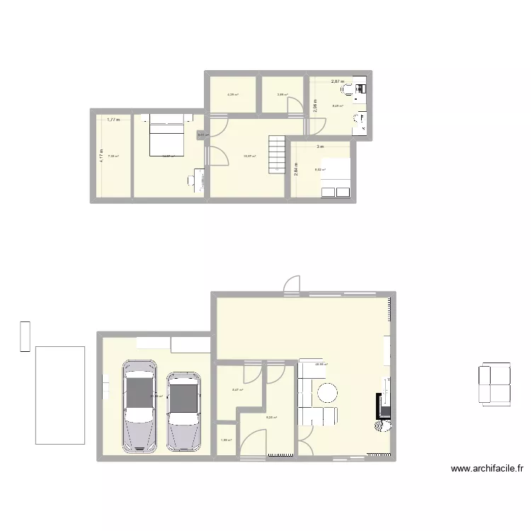 Maison. Plan de 13  et 160 m²