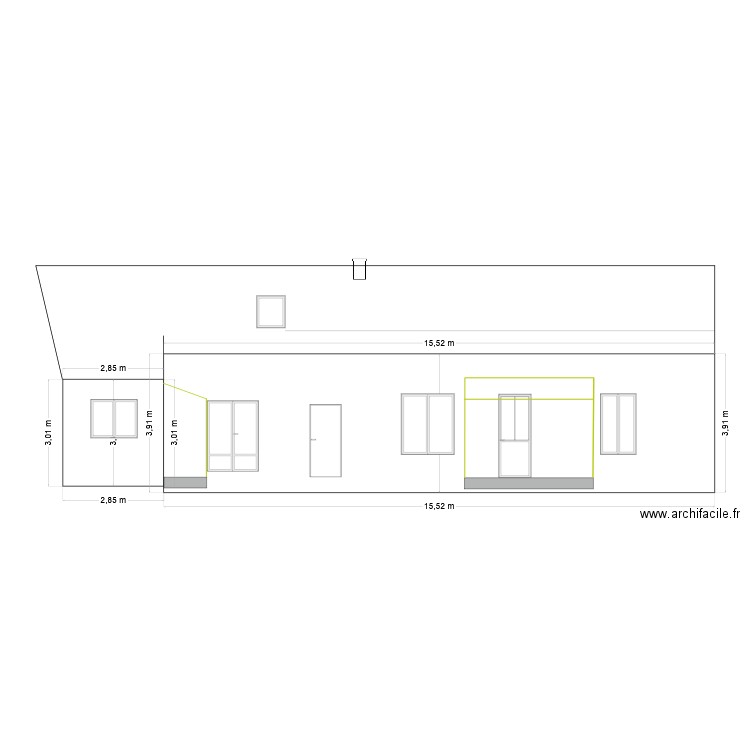 facade sud. Plan de 0 pièce et 0 m2