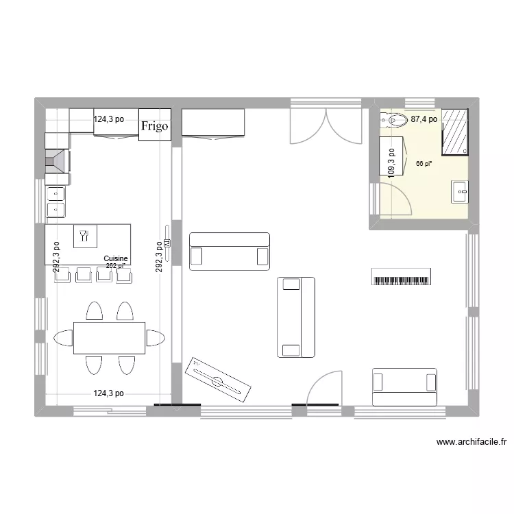 Chalet. Plan de 2  et 30 m²