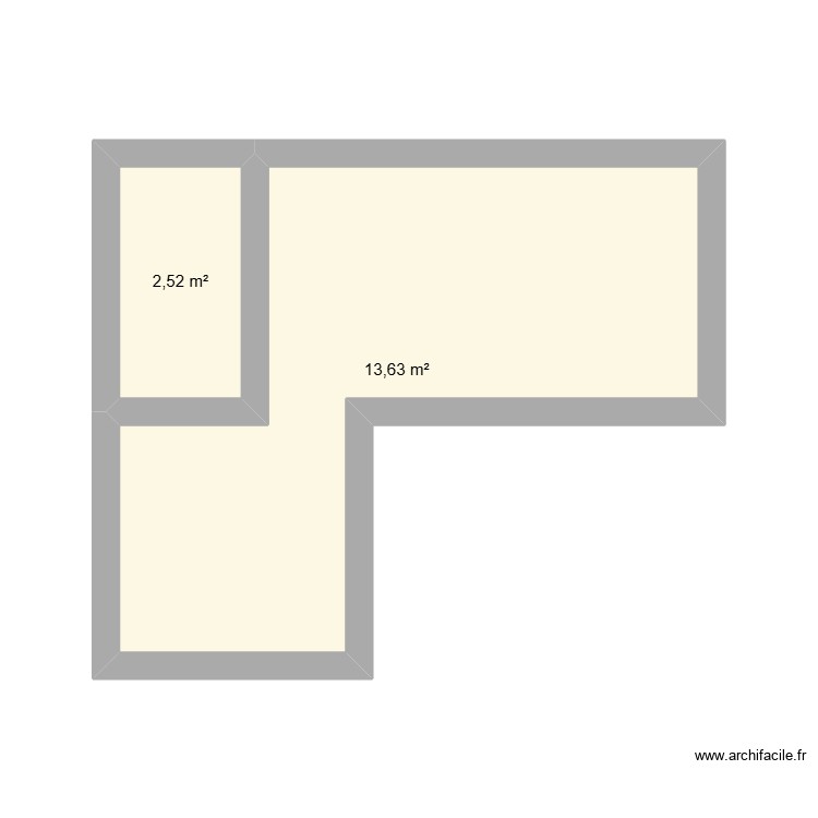 2eme etage. Plan de 2 pièces et 16 m2