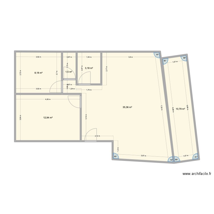 Manu. Plan de 6 pièces et 72 m2