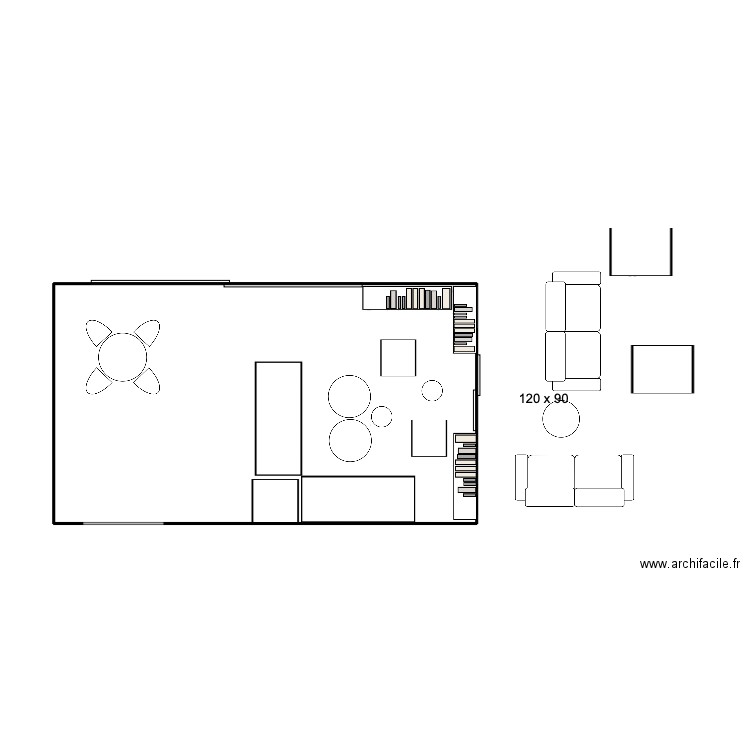 Valérie. Plan de 1 pièce et 34 m2