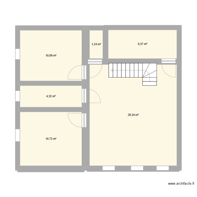 COURSAN ETAGE. Plan de 6 pièces et 61 m2