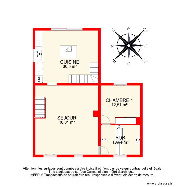 BI 10859 ETAGE 1. Plan de 5 pièces et 95 m2