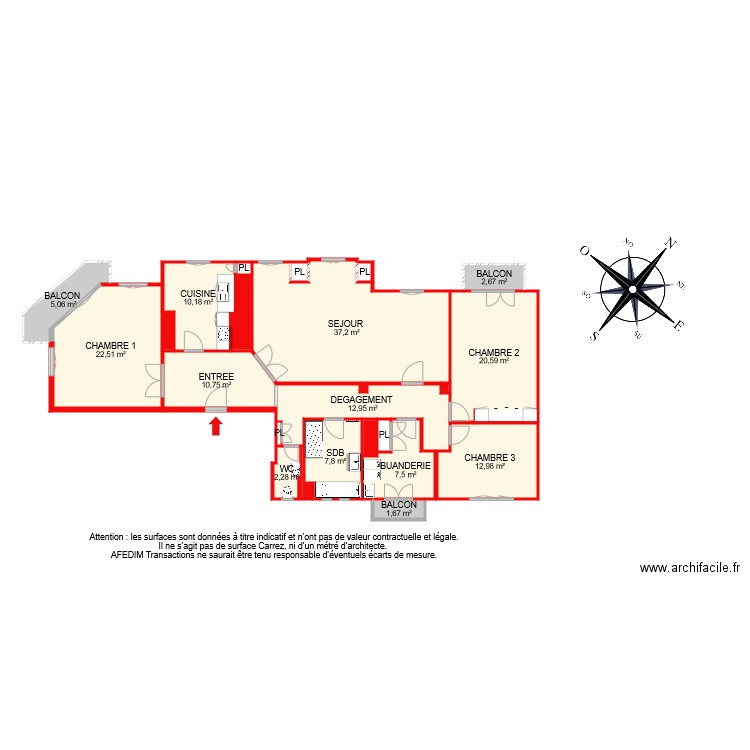 BI 8023 . Plan de 26 pièces et 161 m2